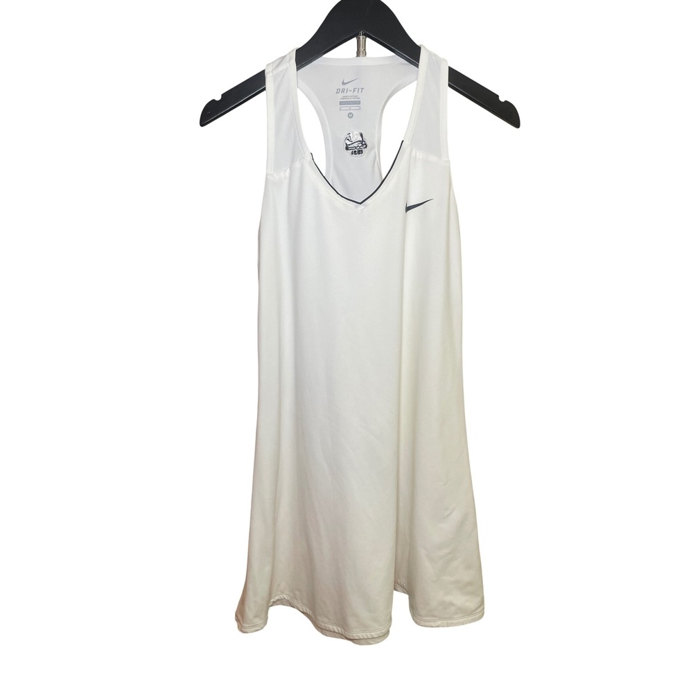 White Tennis Dress Women's Medium Nike Dri-FIT Racerback Sporty Activewear Gym